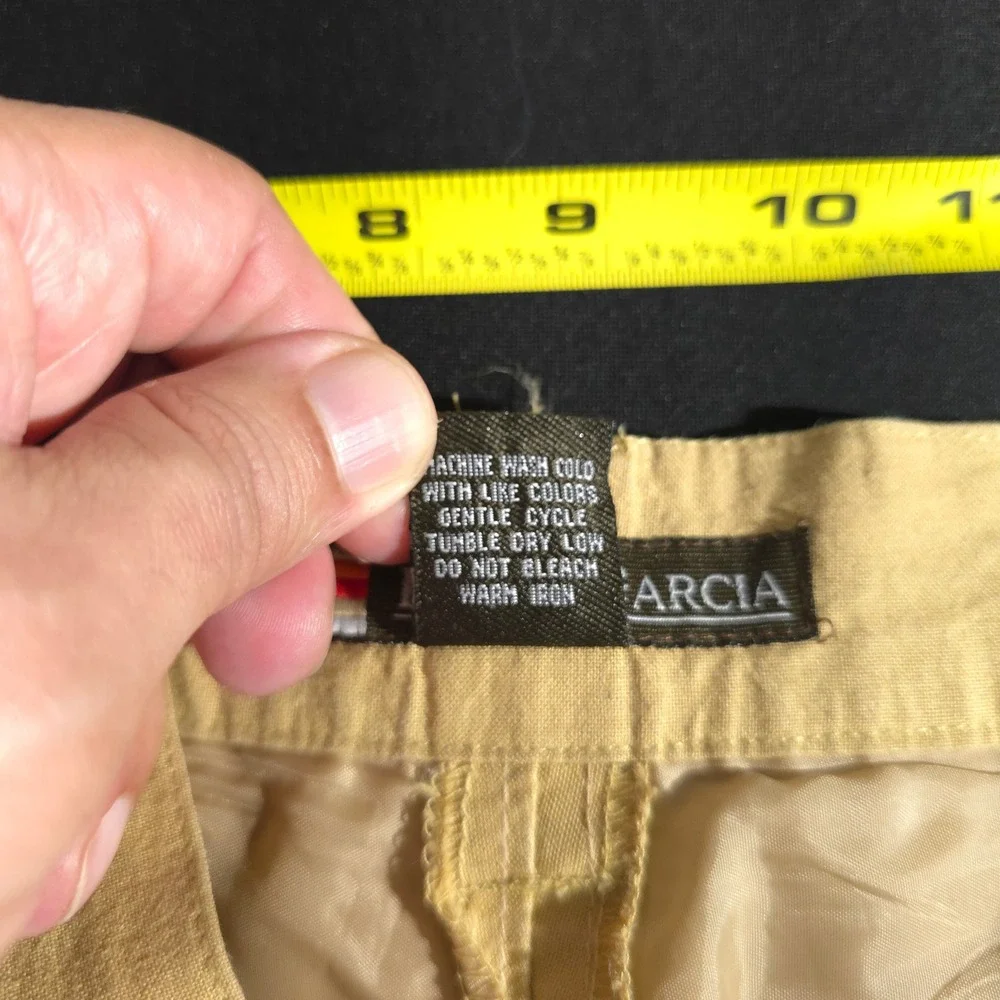 Pierre Garcia Linen Trousers Mens 36 Tan Pleated Cuffed Summer Beach Pants 36x26